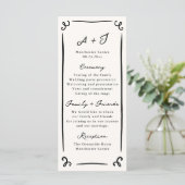 Whimsical Hand Drawn Wedding Program + Party Menükarte (Stehend Vorderseite)