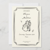 Whimsical Hand Drawn Wedding Romantic Einladung (Vorderseite)