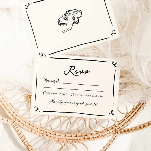Whimsical Hand Drawn Wedding RSVP Einladung