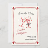 Whimsical Hand Drawn Wedding Save the Date Einladung (Vorderseite)