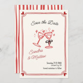 Whimsical Hand Drawn Wedding Save the Date Einladung (Vorne/Hinten)