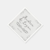 Whimsical Hand Drawn Wedding Serviette (Ecke)