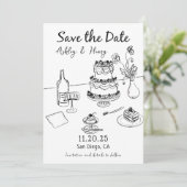 Whimsical Hand Drawn Wedding speichern das Datum Einladung (Stehend Vorderseite)