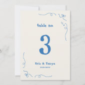 Whimsical Hand Drawn Wedding Tischnummer Zeichen (Rückseite)