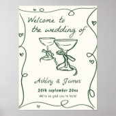 Whimsical Hand Drawn Wedding Willkommenszeichen Poster (Vorne)