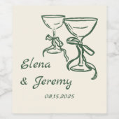 Whimsical Hand Drawn Wedding Wine Label Weinetikett (Einzelnes Label)