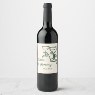 Whimsical Hand Drawn Wedding Wine Label Weinetikett