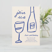 Whimsical Hand Drawn Wein Geburtstag Einladung (Stehend Vorderseite)