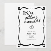 Whimsical Hand Drawn We're Getting Married Einladung (Vorne/Hinten)