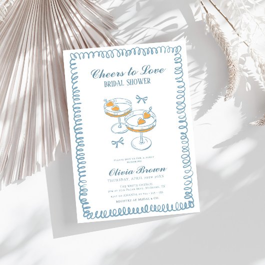 Whimsical Hand Drawn Wine Brautparty Einladung