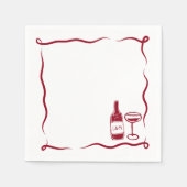 Whimsical Hand Drawn Wine Wedding Chic Maroon Serviette (Vorderseite)