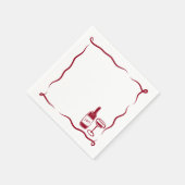 Whimsical Hand Drawn Wine Wedding Chic Maroon Serviette (Ecke)