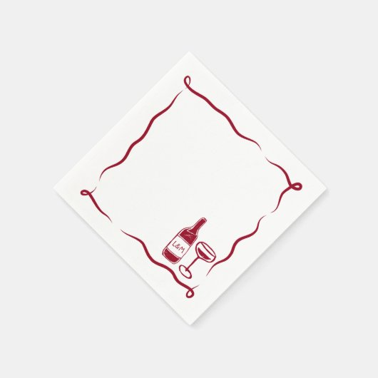 Whimsical Hand Drawn Wine Wedding Chic Maroon Serviette (Ecke)