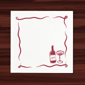 Whimsical Hand Drawn Wine Wedding Chic Maroon Serviette