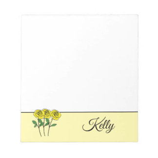 Whimsical Hand Drawn Yellow Roses Notizblock