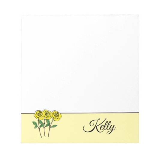 Whimsical Hand Drawn Yellow Roses Notizblock (Vorderseite)