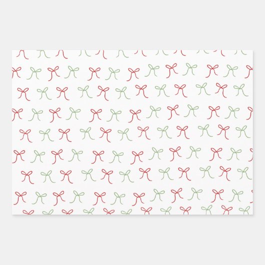 Whimsical Hand Draws Red & Green Weihnachten Geschenkpapier Set (Vorderseite)