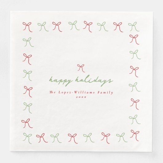 Whimsical Hand Draws Red & Green Weihnachten Serviette (Vorderseite)