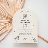 whimsical Hand gezeichnet 30. Geburtstag Drinks Pa Einladung