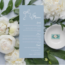Whimsical Hand gezeichnet Bow Dusty Blue Wedding M Menükarte
