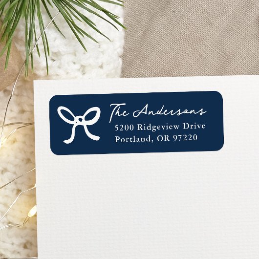 Whimsical Hand Gezeichnet Bow Navy Rücksendeadress