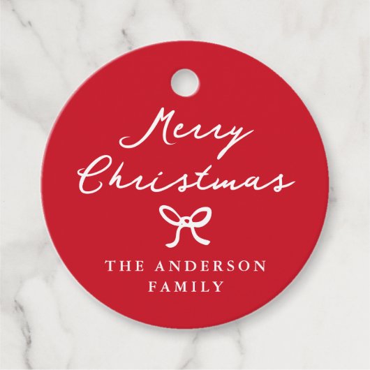 Whimsical Hand Gezeichnet Bow Weihnachtsgeschenk-T Geschenkanhänger (Vorderseite)