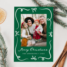 Whimsical Hand Gezeichnet Bows Grün 2 Foto Weihnac