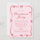 Whimsical Hand Gezeichnet Bows Pink Weihnachts-Par Einladung (Vorderseite)