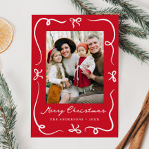 Whimsical Hand Gezeichnet Bows Red 2 Foto Weihnach