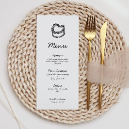 Whimsical Hand Gezeichnet Cake Wedding Menü Menükarte