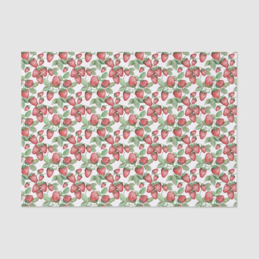 Whimsical Hand Gezeichnet Erdbeermuster Wasserfarb Seidenpapier (Vorderseite)