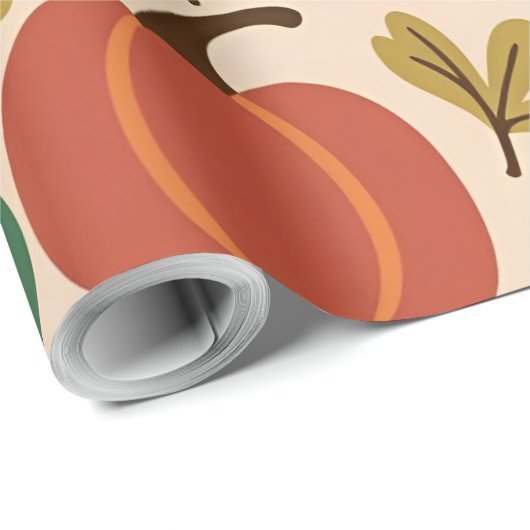 Whimsical Hand Gezeichnet Fall Halloween Kürbisbei Geschenkpapier (Rolleneckpunkt)