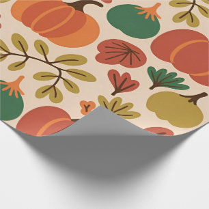 Whimsical Hand Gezeichnet Fall Halloween Kürbisbei Geschenkpapier