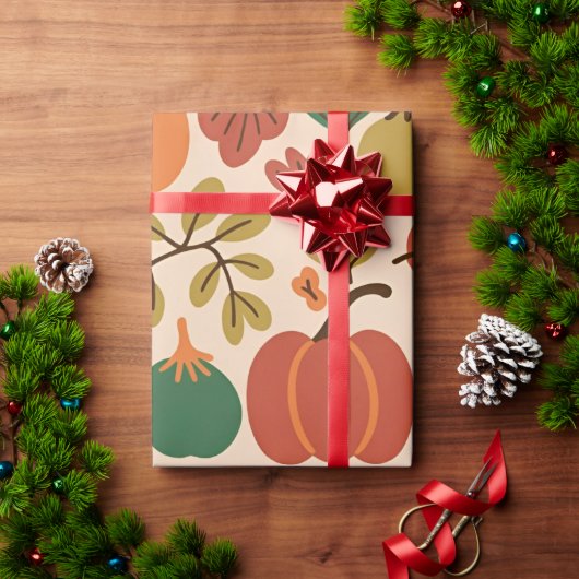 Whimsical Hand Gezeichnet Fall Halloween Kürbisbei Geschenkpapier (Feiertagsgeschenk)