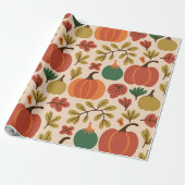 Whimsical Hand Gezeichnet Fall Halloween Kürbisbei Geschenkpapier (Ungerollt)
