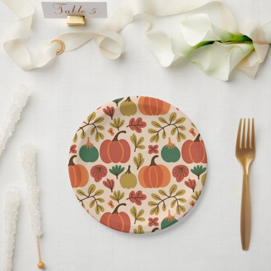 Whimsical Hand Gezeichnet Fall Halloween Kürbisbei Pappteller (Hochzeit)