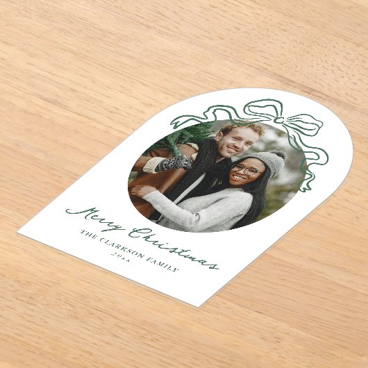 Whimsical Hand gezeichnet Green Bow Weihnachtsfeie Acryleinladungen (Ablage )