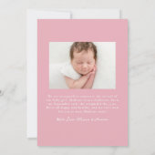 Whimsical Hand Gezeichnet Pink Bows 2 Foto Geburt Ankündigung (Rückseite)