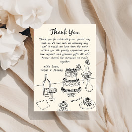 Whimsical Hand gezeichnet Quirky Wedding Danke Kar