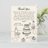 Whimsical Hand gezeichnet Quirky Wedding Danke Kar (Stehend Vorderseite)