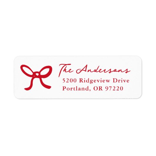 Whimsical Hand Gezeichnet Red Bow Rücksendeadresse (Vorne)
