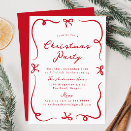 Whimsical Hand Gezeichnet Red Bows Weihnachts-Part Einladung