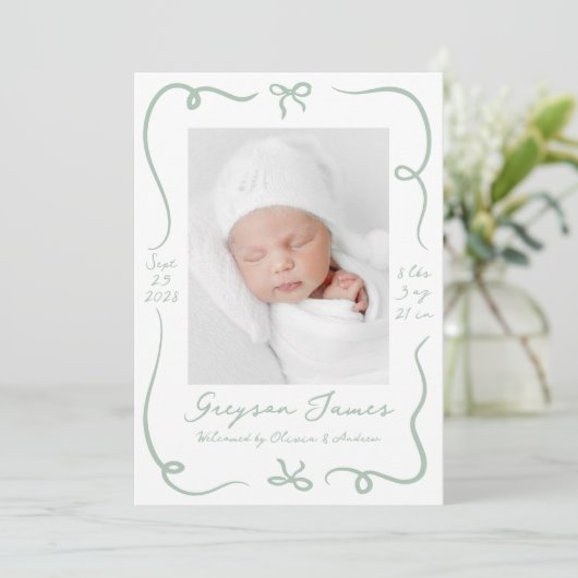 Whimsical Hand Gezeichnet Sage Green Bows 2 Foto B Ankündigung (Stehend Vorderseite)