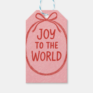 Whimsical Hand Gezeichnet Scribble Christmas Rosa Geschenkanhänger