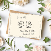 Whimsical Hand Gezeichnet Taube Save the Date Post Ankündigungspostkarte