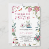 Whimsical Hand Gezeichnet Tea-Party Kinderdusche Einladung (Vorderseite)