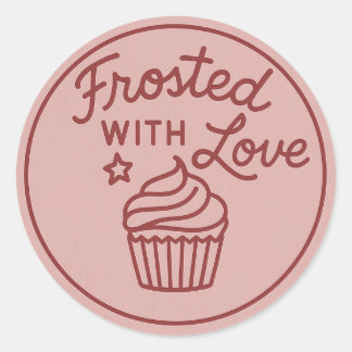 Whimsical Hand Gezeichnet Typografie-Cupcake-Etike Runder Aufkleber