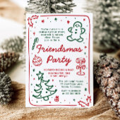 Whimsical Hand gezeichnet Weihnachten Friendsmas P Einladung