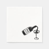 Whimsical Hand gezeichnet Wein Flasche Hochzeit Serviette (Vorderseite)
