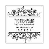 Whimsical Hand Gezeichnet Wildblumen Grünpflanzen Gummistempel (Prägung)